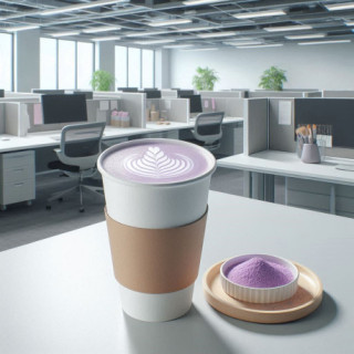 Taro Latte Caliente 16 Oz
